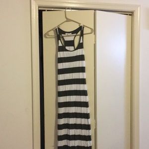 Olive Green Striped Racerback Maxi Dress